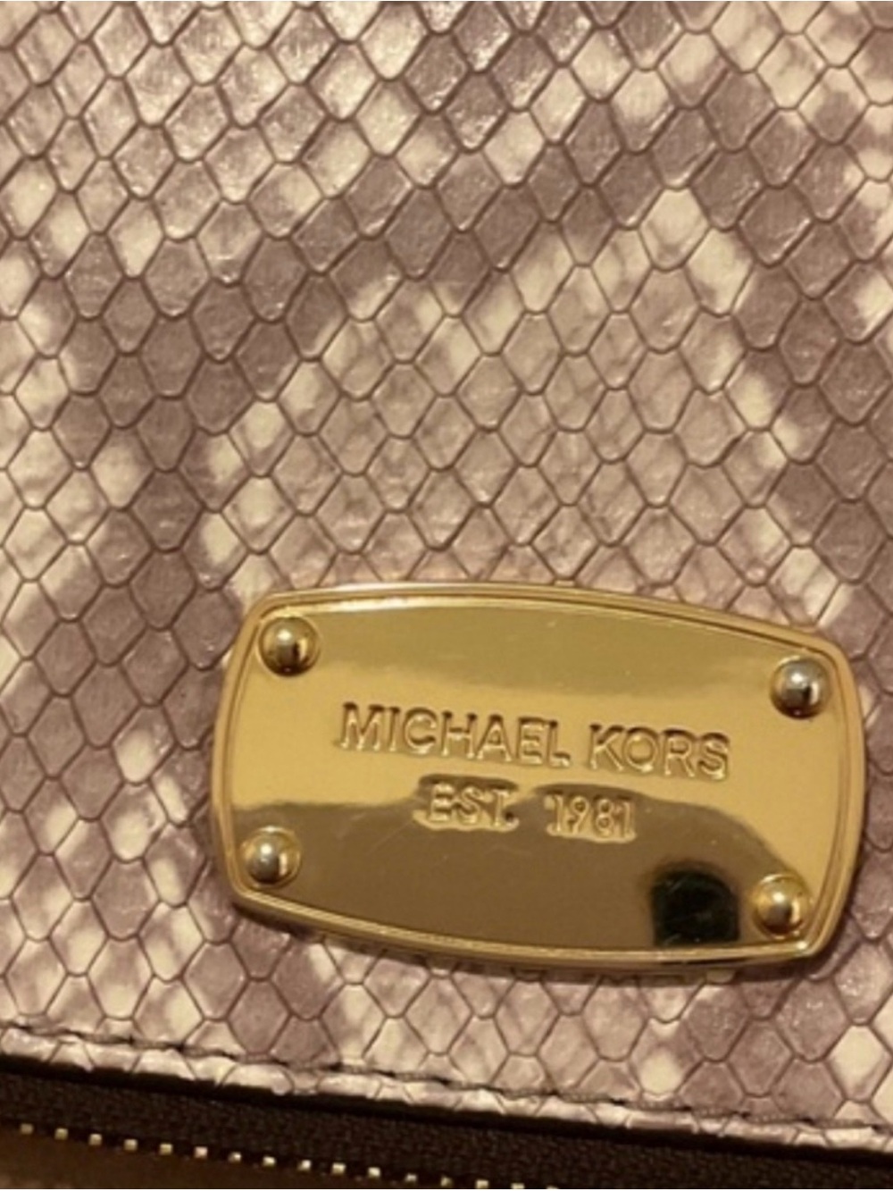 Michael Kors Bedford Taupe Snake-Print and Suede Shoulder Crossbody EUC - Picture 4 of 9